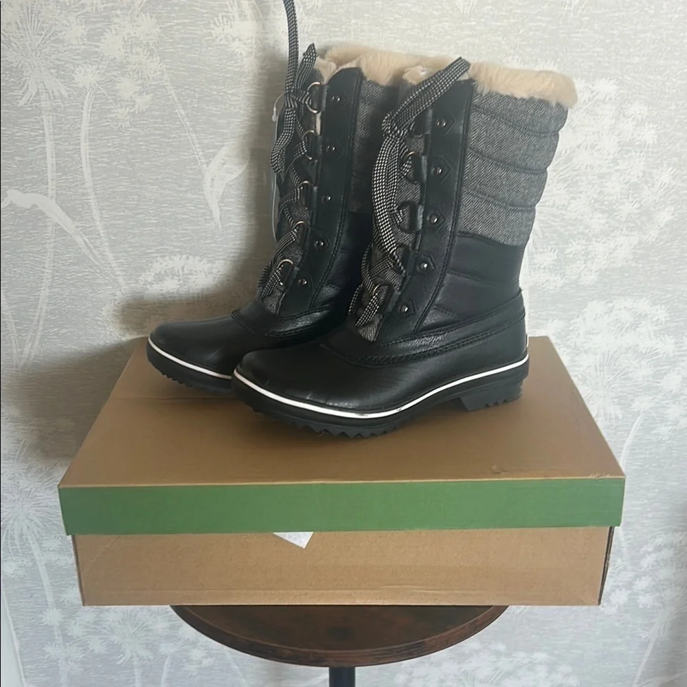 JBU by Jambu Women's Chilly Mid-Calf Boots Faux Leather Faux Fur Lined Size 6
